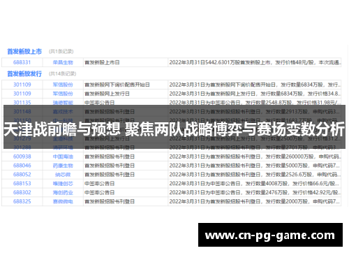 天津战前瞻与预想 聚焦两队战略博弈与赛场变数分析