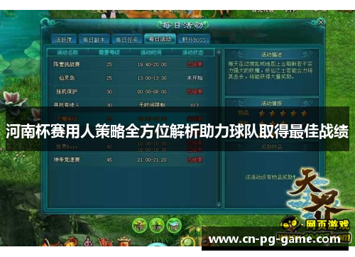 河南杯赛用人策略全方位解析助力球队取得最佳战绩