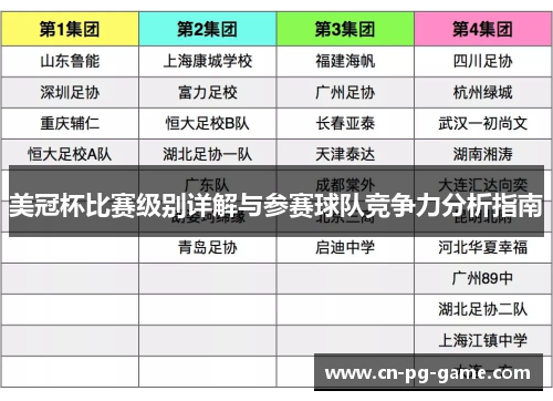 美冠杯比赛级别详解与参赛球队竞争力分析指南